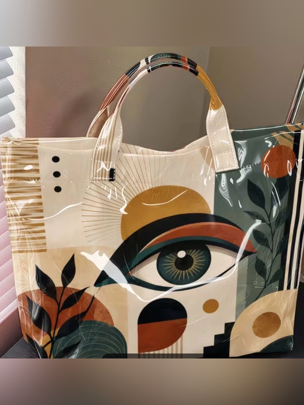 Abstract Eye Print Tote Bag in Multicolor